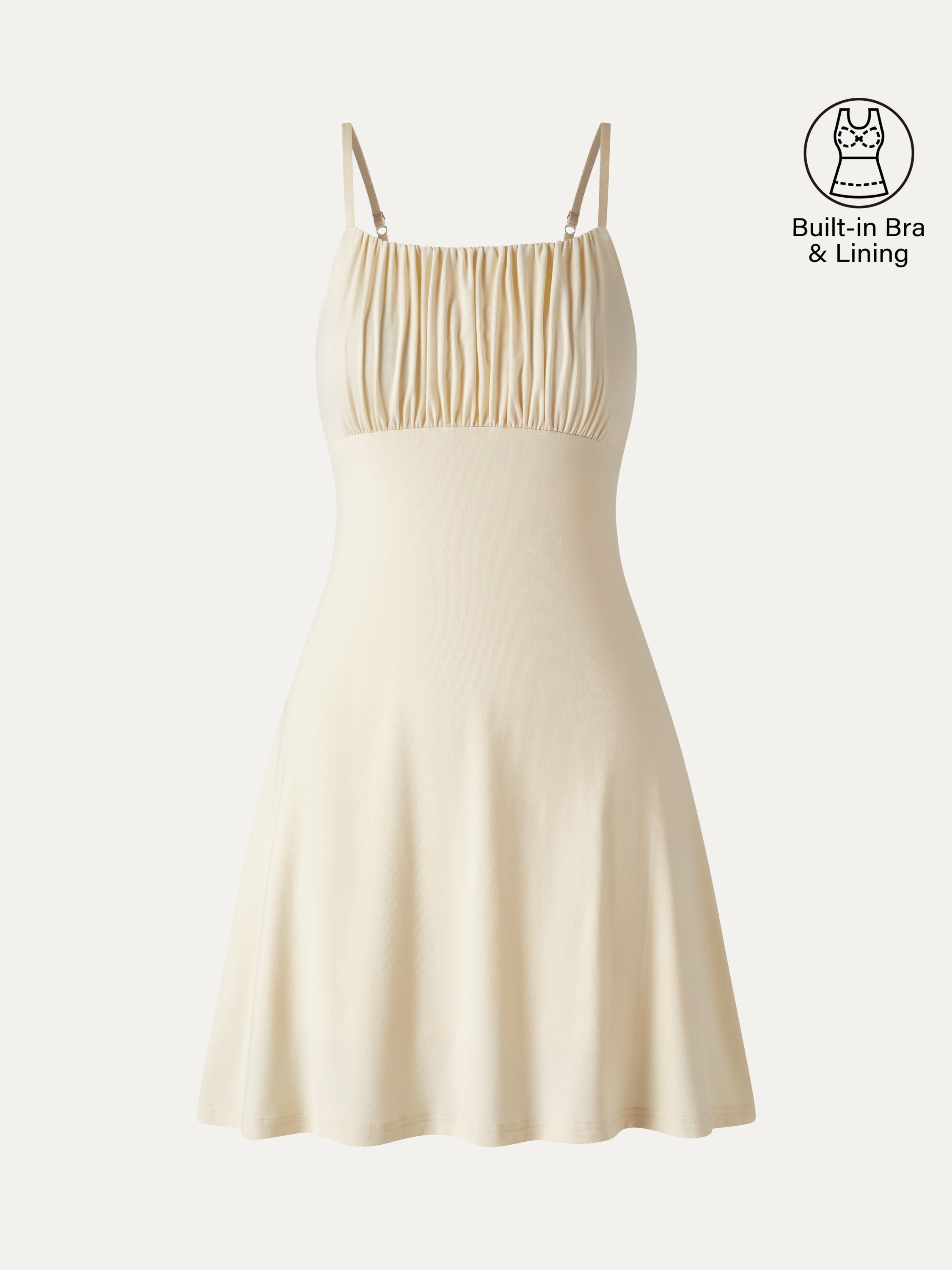 Square Neck Ruched Spaghetti Mini Bra Dress