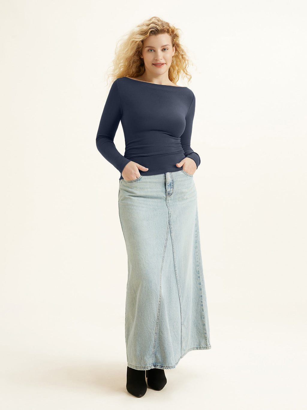 Modern Side Ruched Boatneck Bra Top