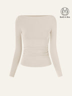 Modern Side Ruched Boatneck Bra Top