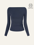 Modern Side Ruched Boatneck Bra Top