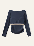 Modern Side Ruched Boatneck Bra Top
