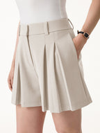 Sandwashed Modal High Rise A-Line Pleated Shorts