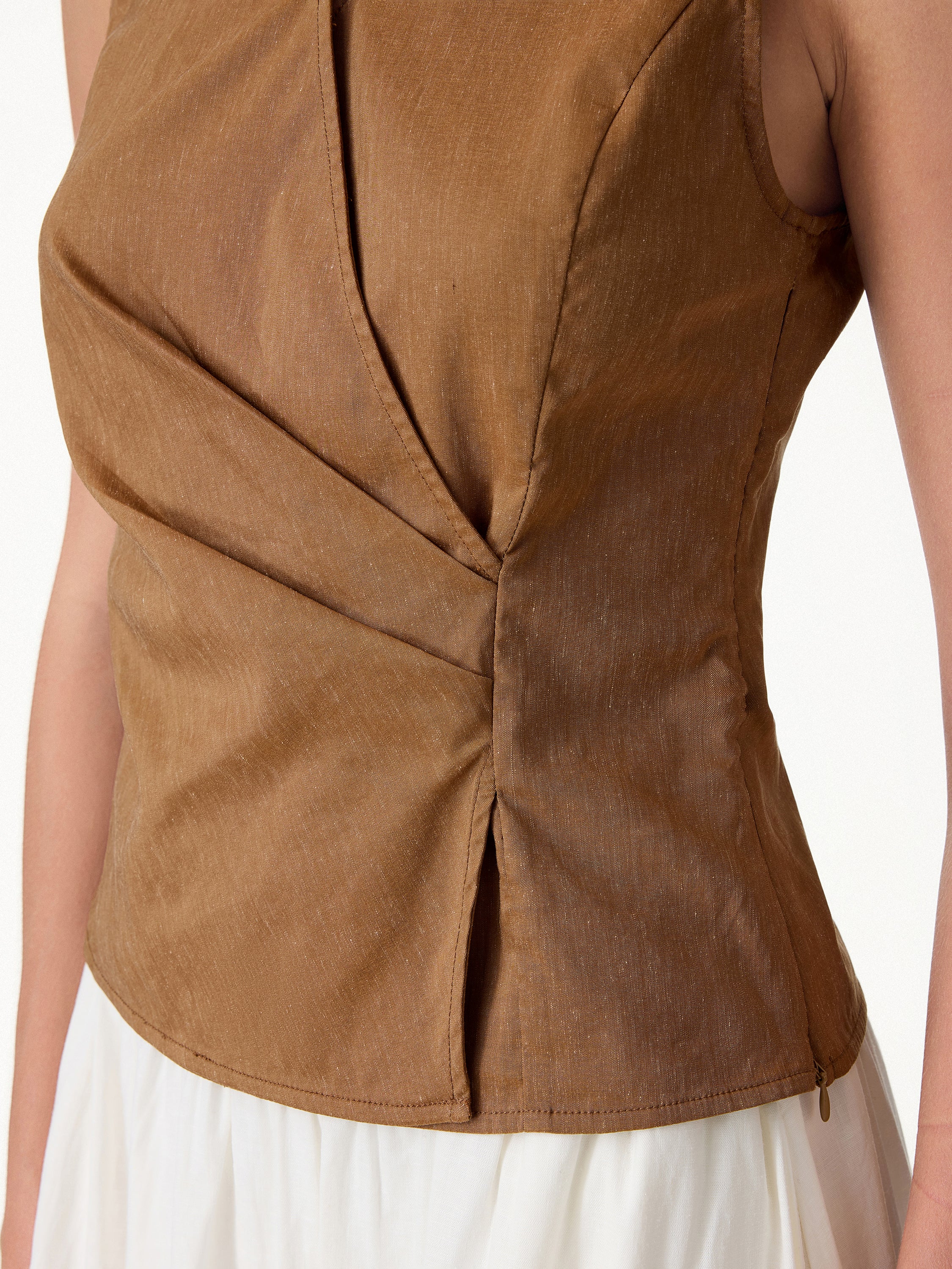 2Pcs Set Top with Side Twist & Cropped Wide Leg Pants