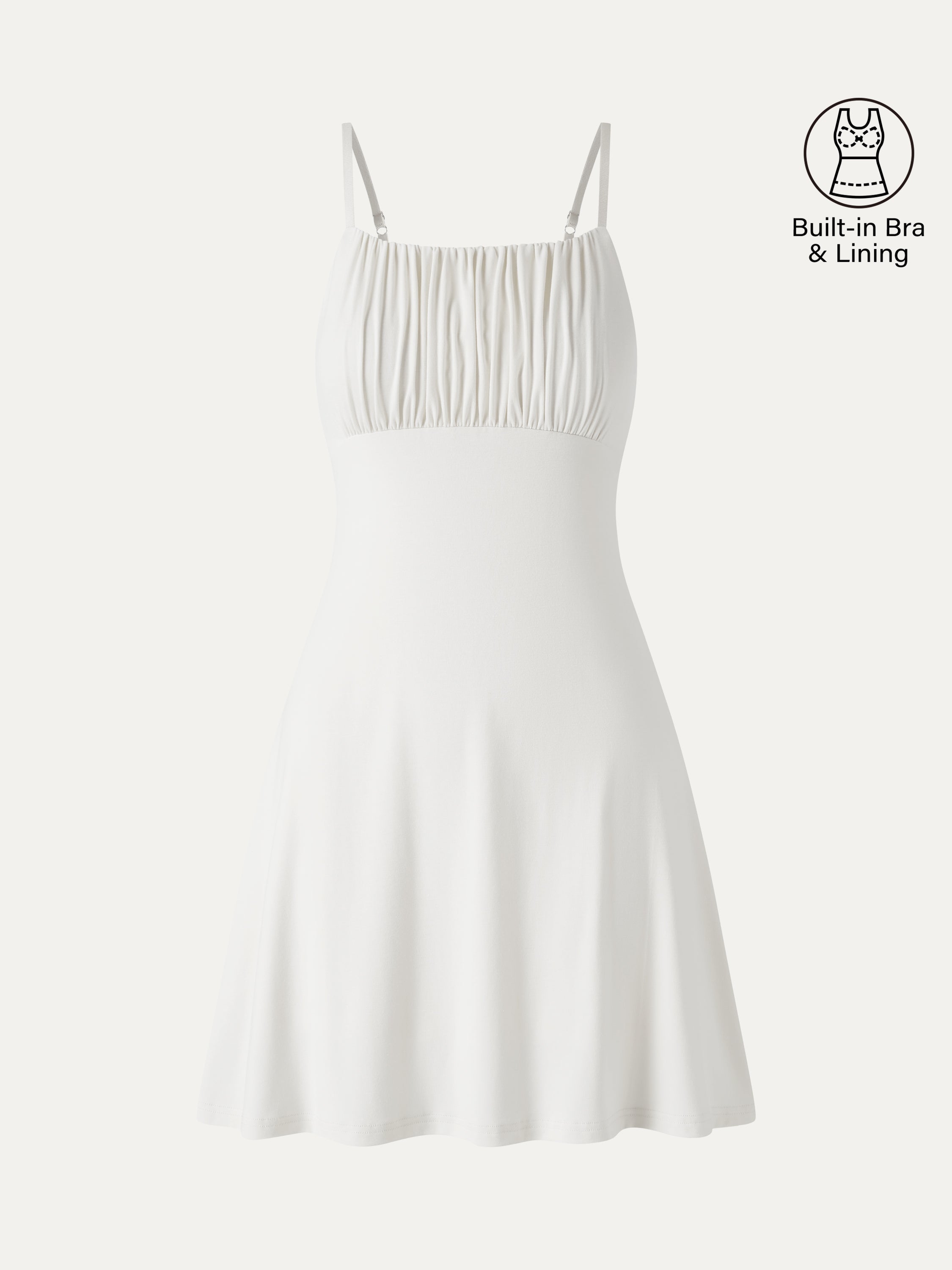 Square Neck Ruched Spaghetti Mini Bra Dress