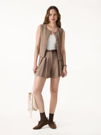 Sandwashed Modal High Rise A-Line Pleated Shorts