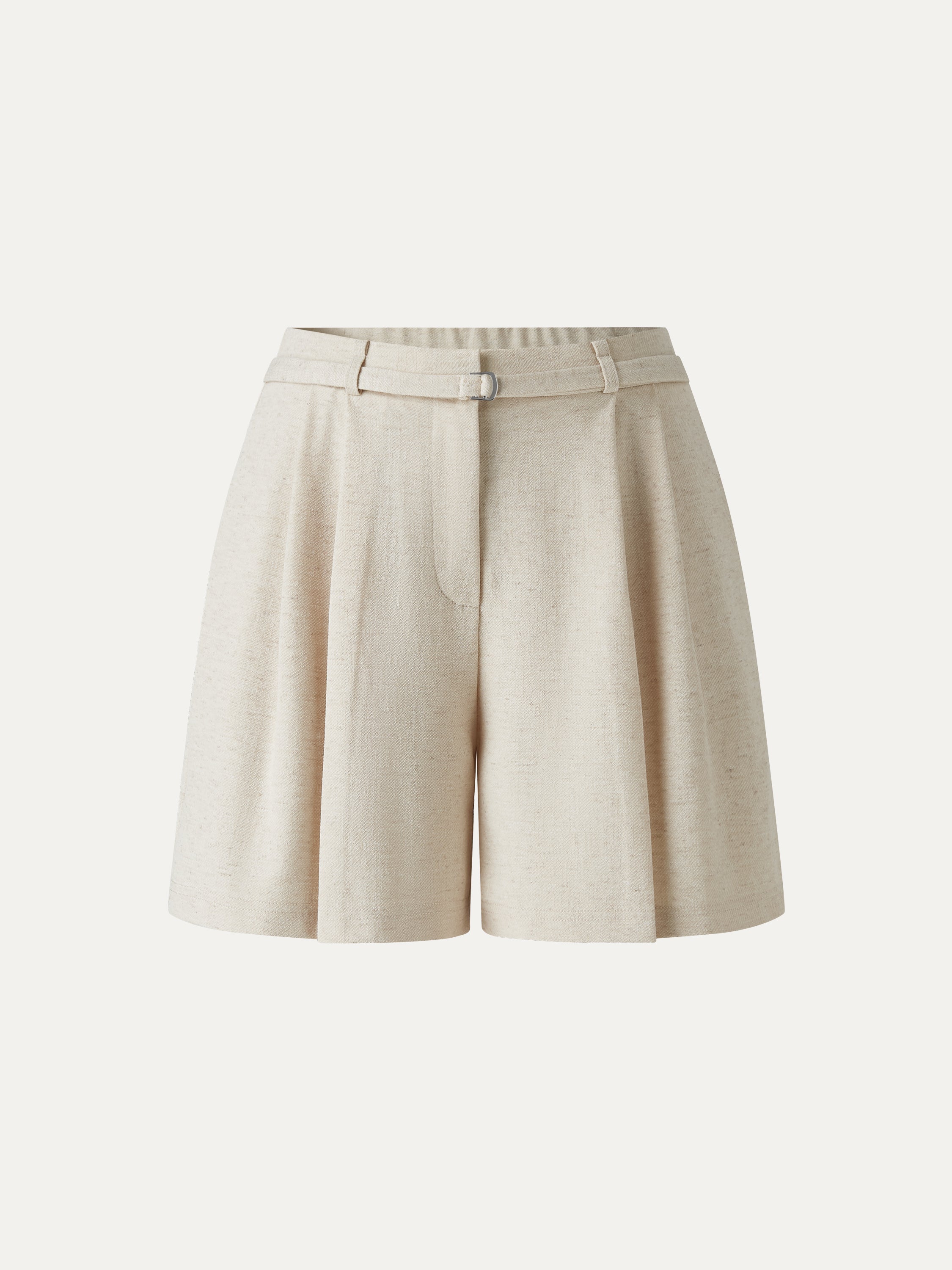 Linen-Like Mid Rise Wide Leg Shorts with Pockets