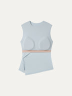 Round Neck Twisted Bra Tank with Slit