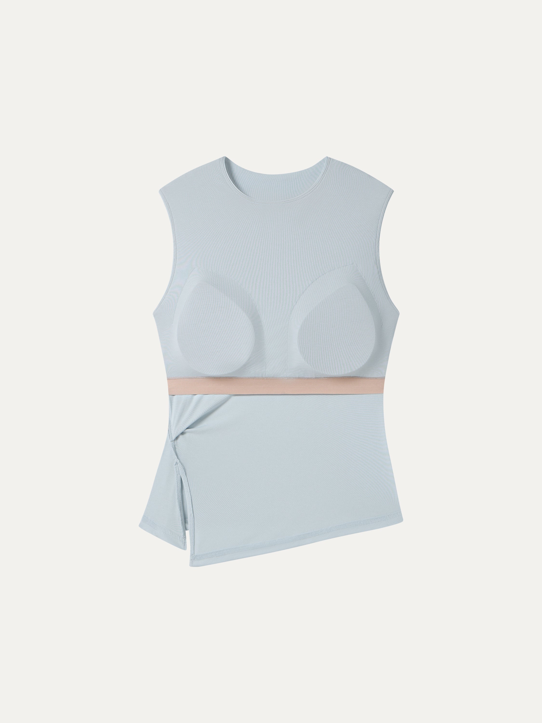 Round Neck Twisted Bra Tank with Slit