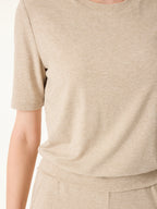 Lyocell Wool Crewneck Bra Top with Banded Hem