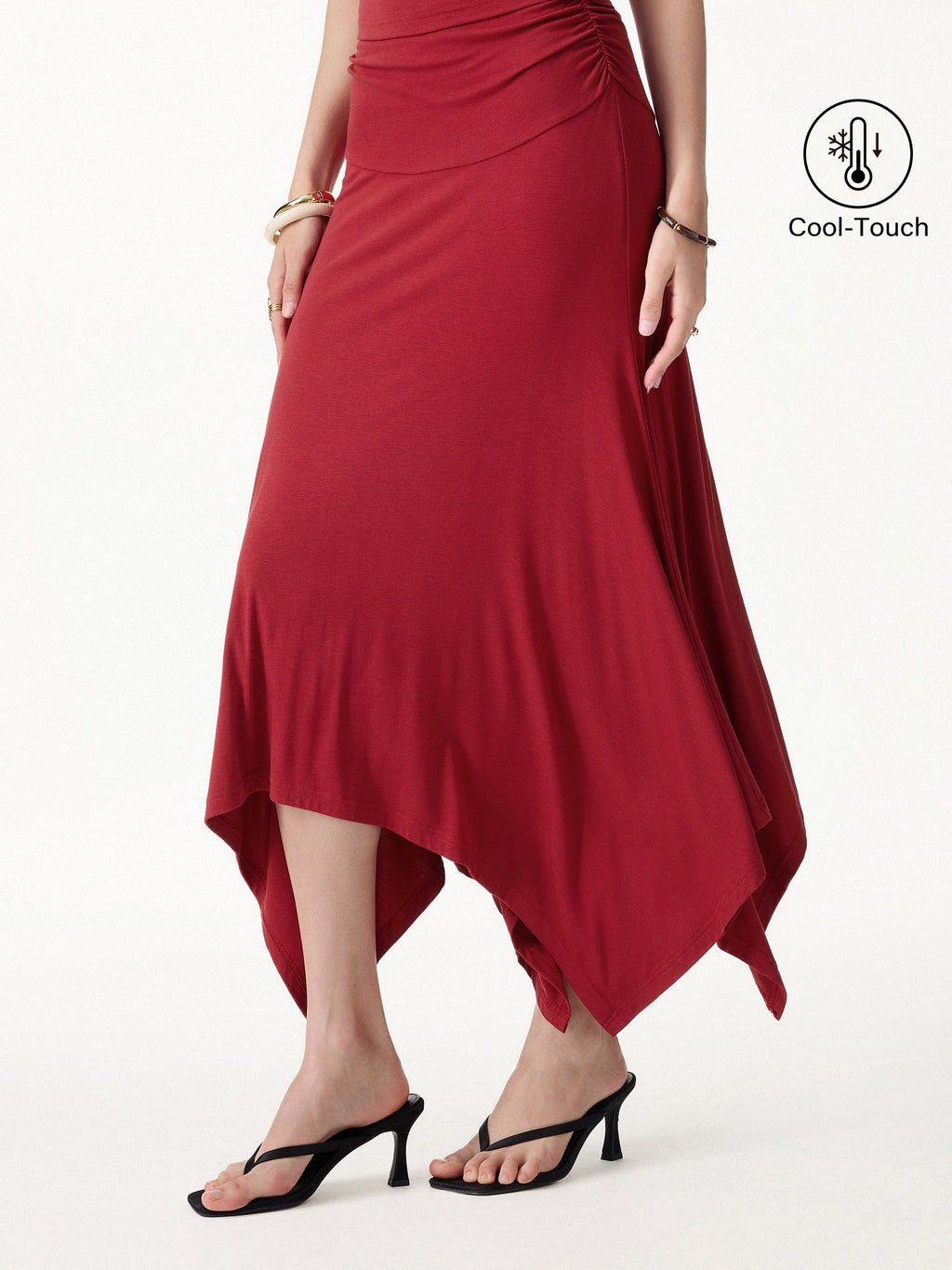 2Pcs Set Sleek Halter Bra Top & Handkerchief Hem Ankled Skirt