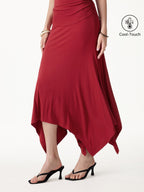 2Pcs Set Sleek Halter Bra Top & Handkerchief Hem Ankled Skirt
