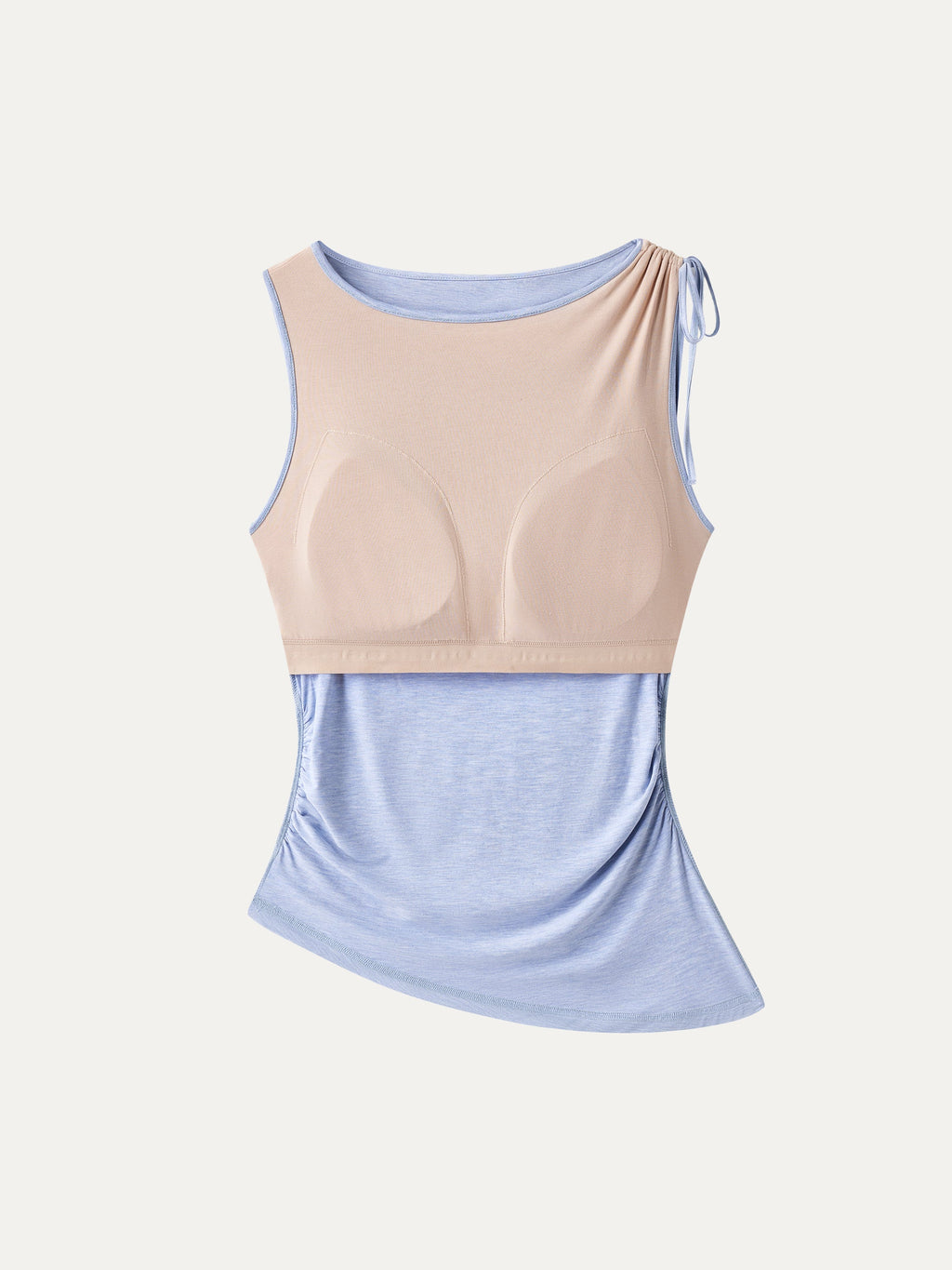 Bamboo Heathered Boatneck Ruched Bra Top
