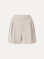 Stretch Ponte Pleated Wide Leg Shorts