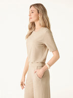 Lyocell Wool Crewneck Bra Top with Banded Hem