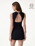 Quick-Dry Square Neck Back Cutout Court Bra Dress with Pockets