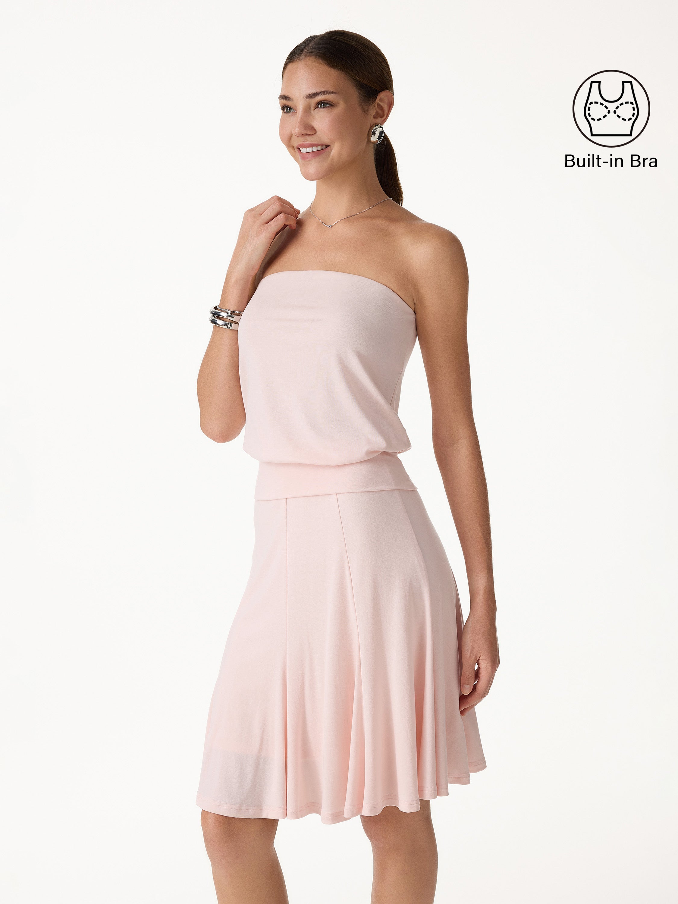 2Pcs Set Banded Hem Bra Top & Knee-Length Skirt