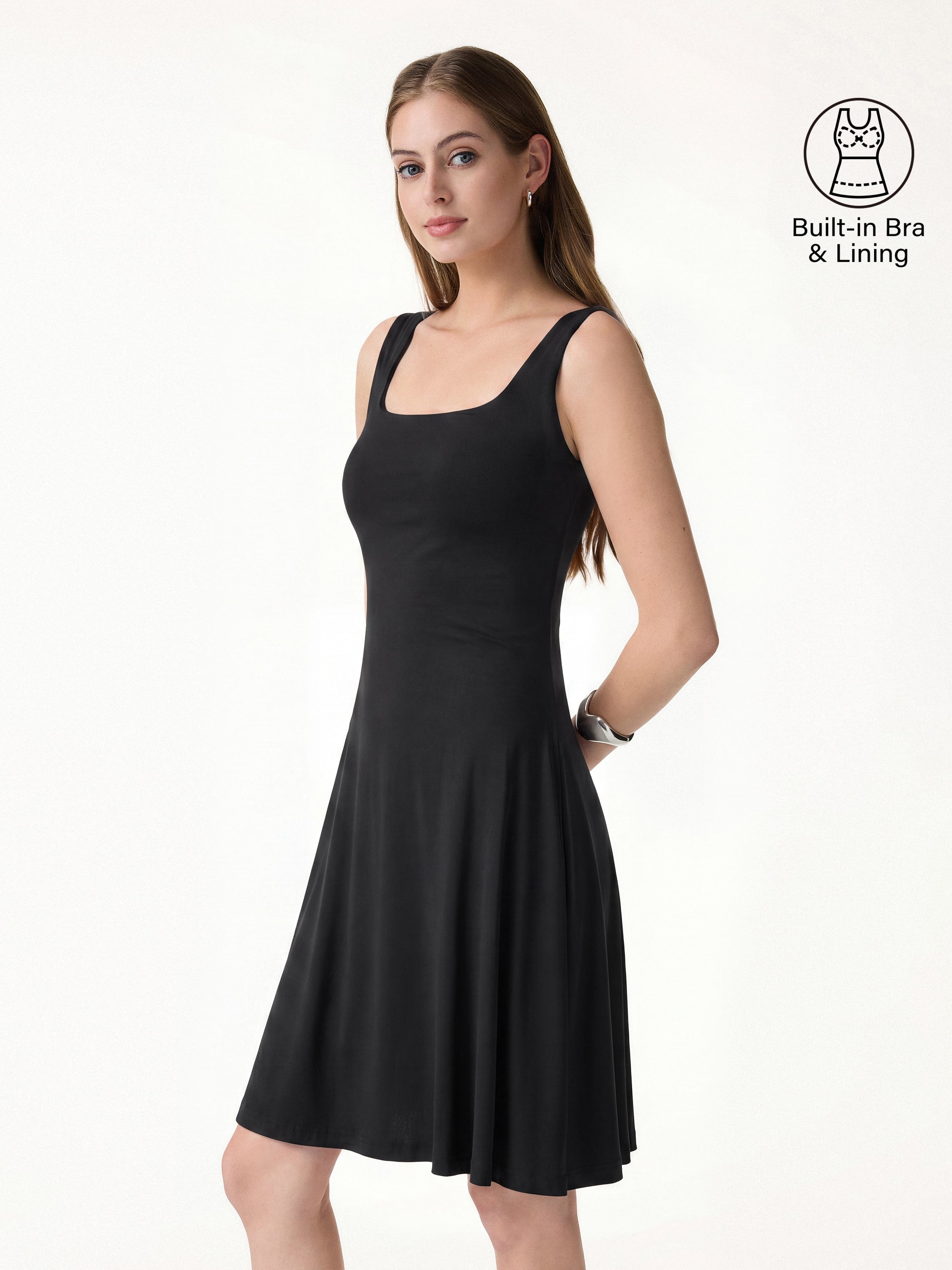 SkinKiss Cooling Square Neck Mini Bra Dress