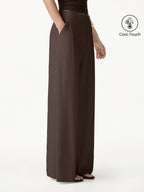 Ponte Mid Rise Wide Leg Pants with Pockets