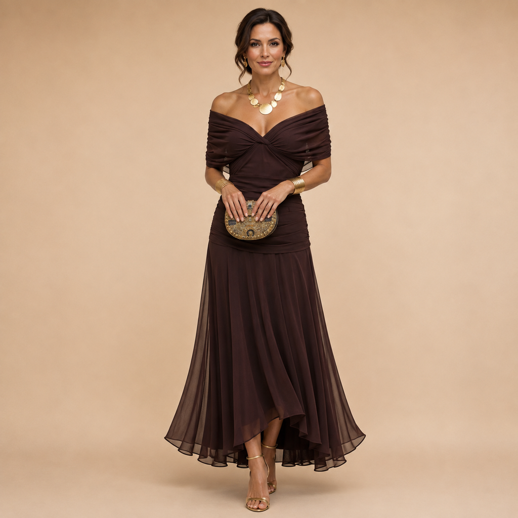 Calen | Off Shoulder Flow Midi Dress