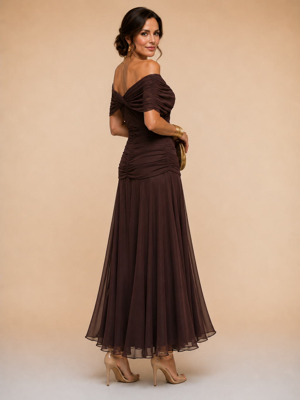 Calen | Off Shoulder Flow Midi Dress