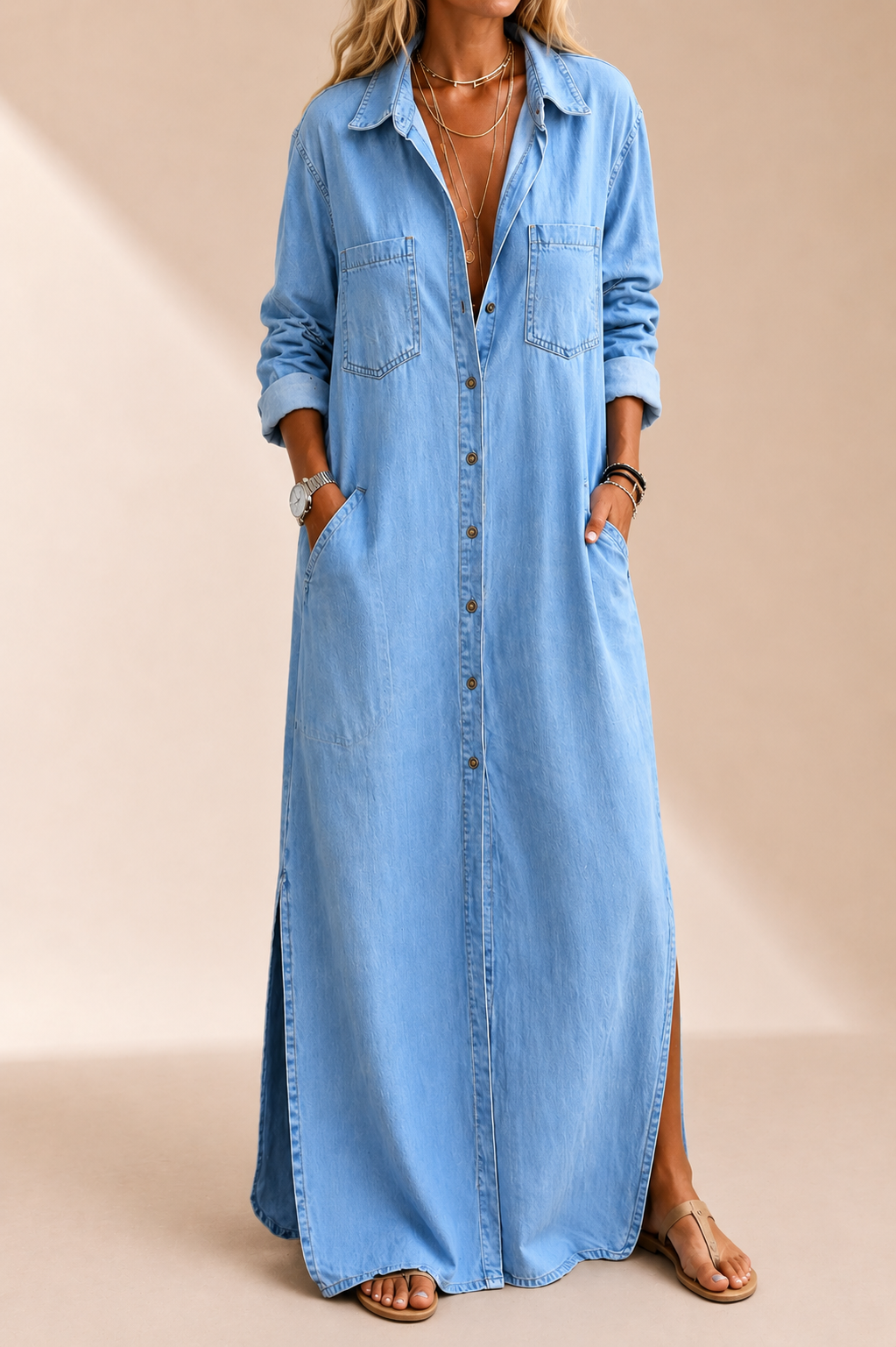 Delana | Button-Through Denim Dress