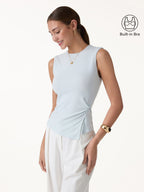 Round Neck Twisted Bra Tank with Slit