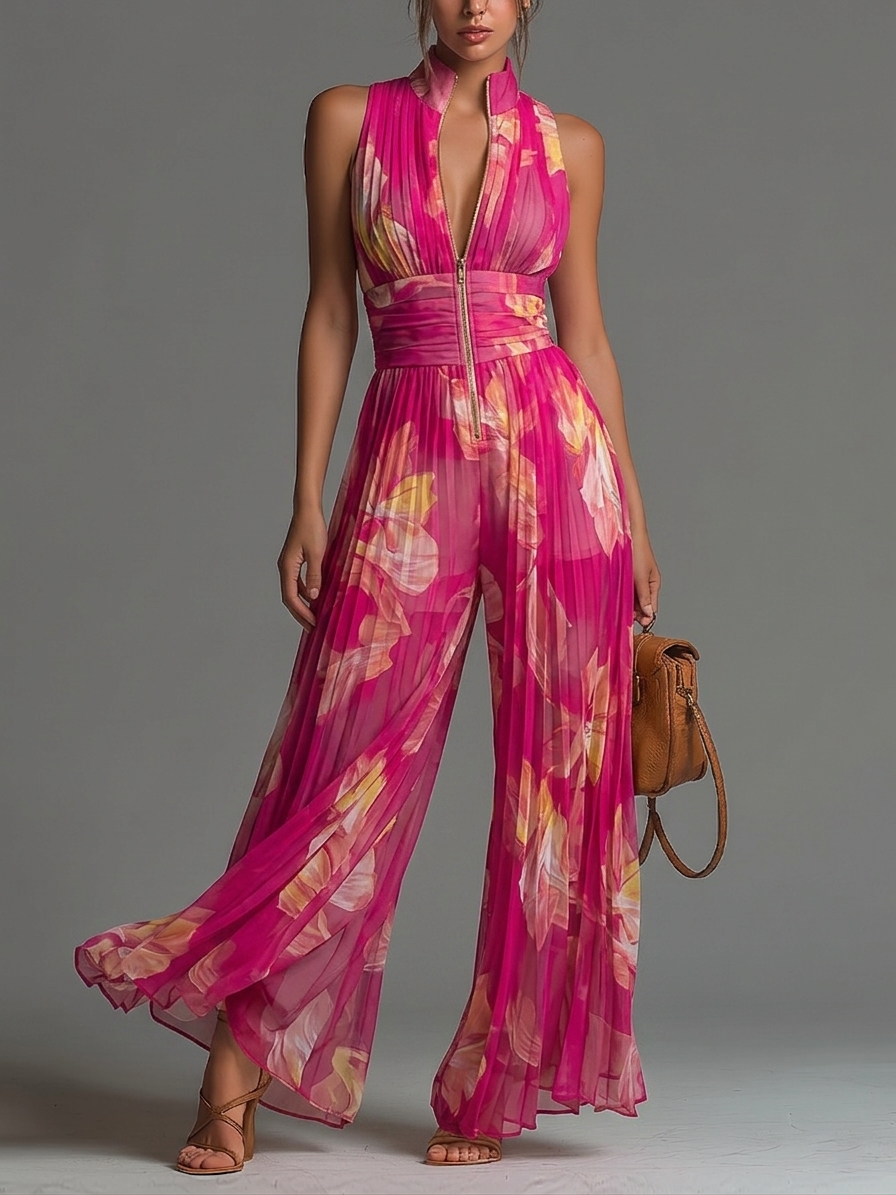 Rosie | Pleated Chiffon Jumpsuit