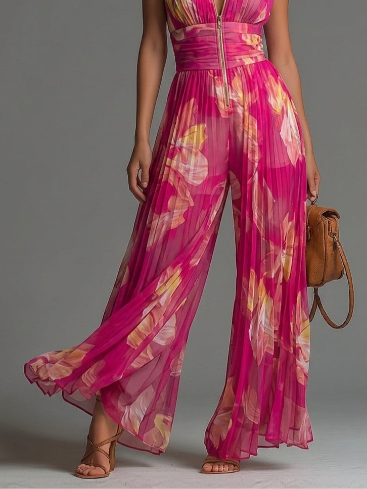 Rosie | Pleated Chiffon Jumpsuit