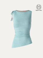 Bamboo Heathered Boatneck Ruched Bra Top