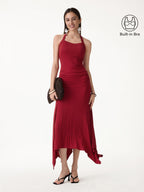 2Pcs Set Sleek Halter Bra Top & Handkerchief Hem Ankled Skirt