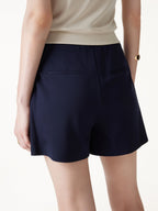 Stretch Ponte Pleated Wide Leg Shorts