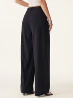 Mid Rise Wide Leg Trouser with Pockets Drapey Bamboo Ponte