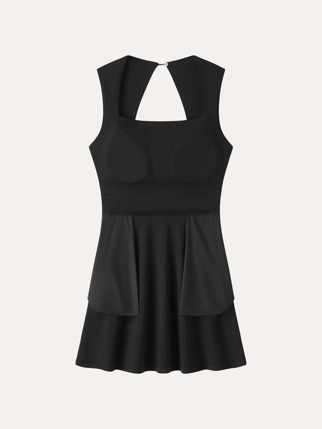 Quick-Dry Square Neck Back Cutout Court Bra Dress with Pockets