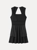 Quick-Dry Square Neck Back Cutout Court Bra Dress with Pockets