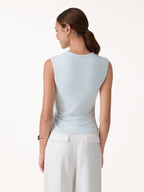 Round Neck Twisted Bra Tank with Slit
