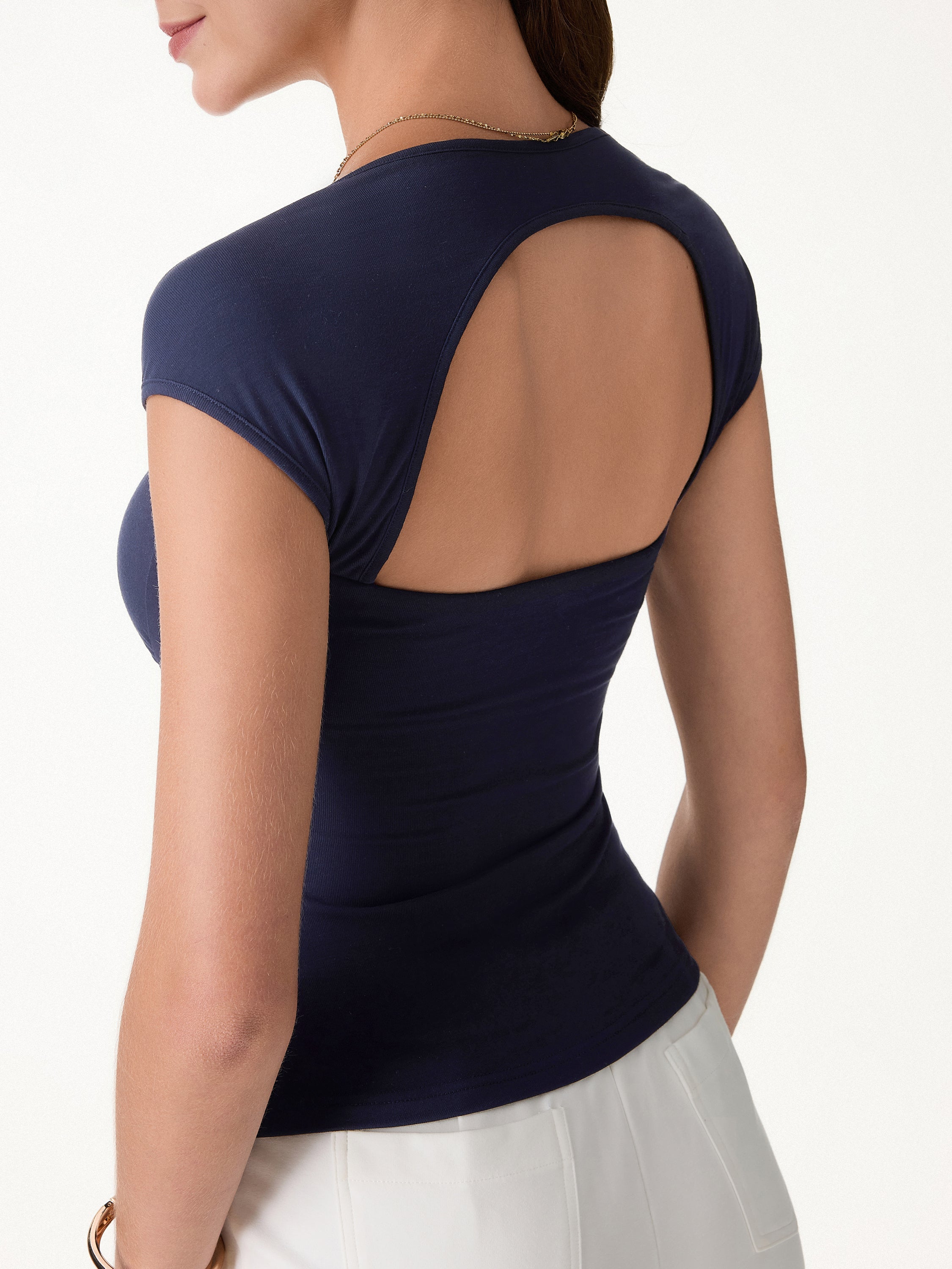 2Pcs Set Square Neck Cutout Back Bra Top & A-line Midi Skirt