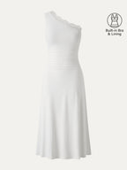 Lace Trim One Shoulder Ruched Bra Dress
