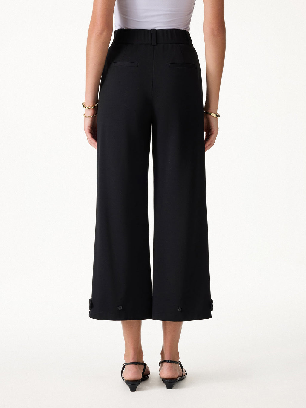 Ponte High-Rise Cropped Wide-Leg Pants with Pockets