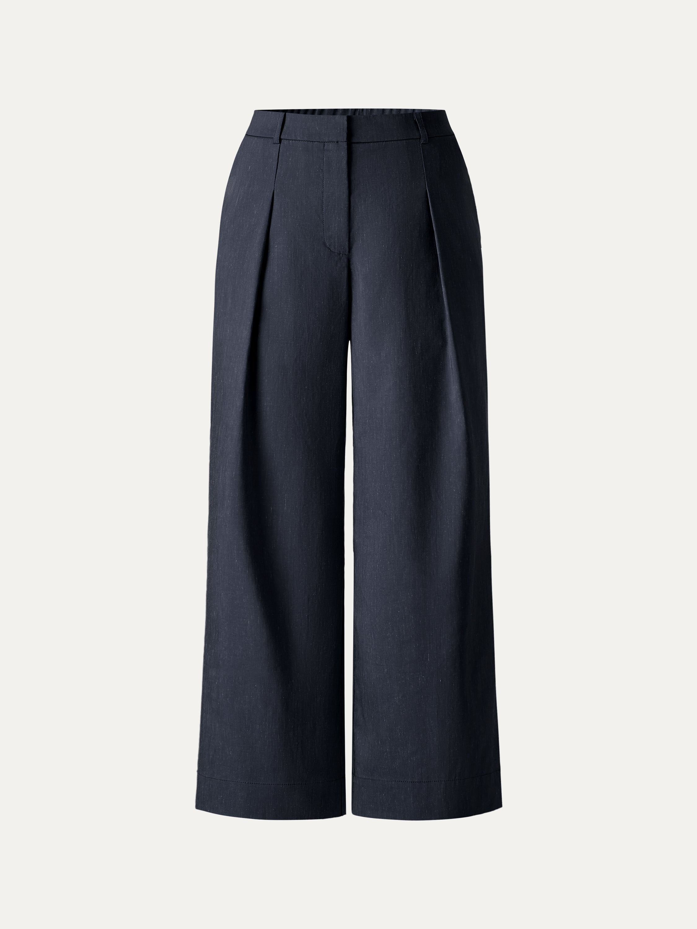 Linen Cropped Wide Leg Pants