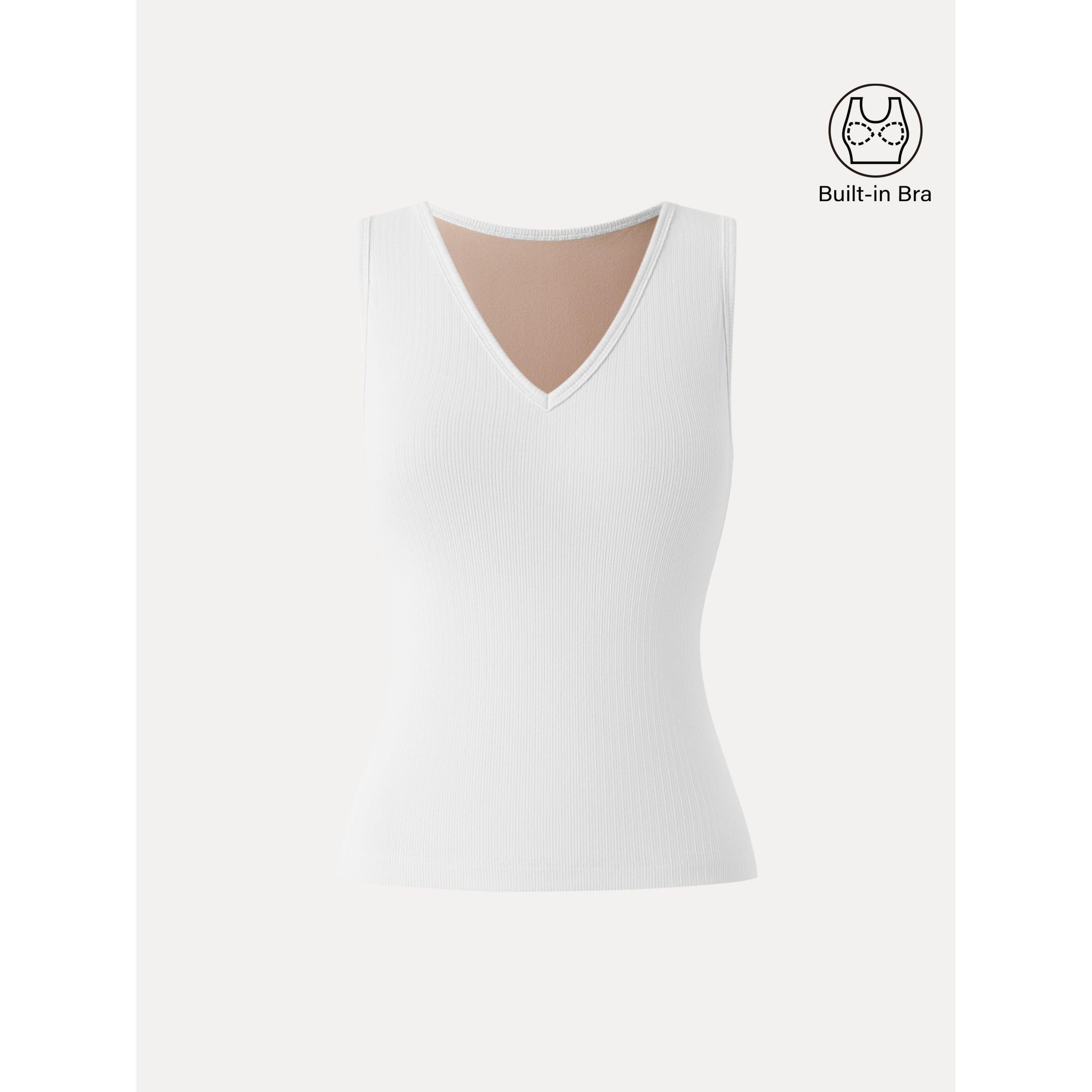 Pointelle V-neck Sleeveless Bra Tank