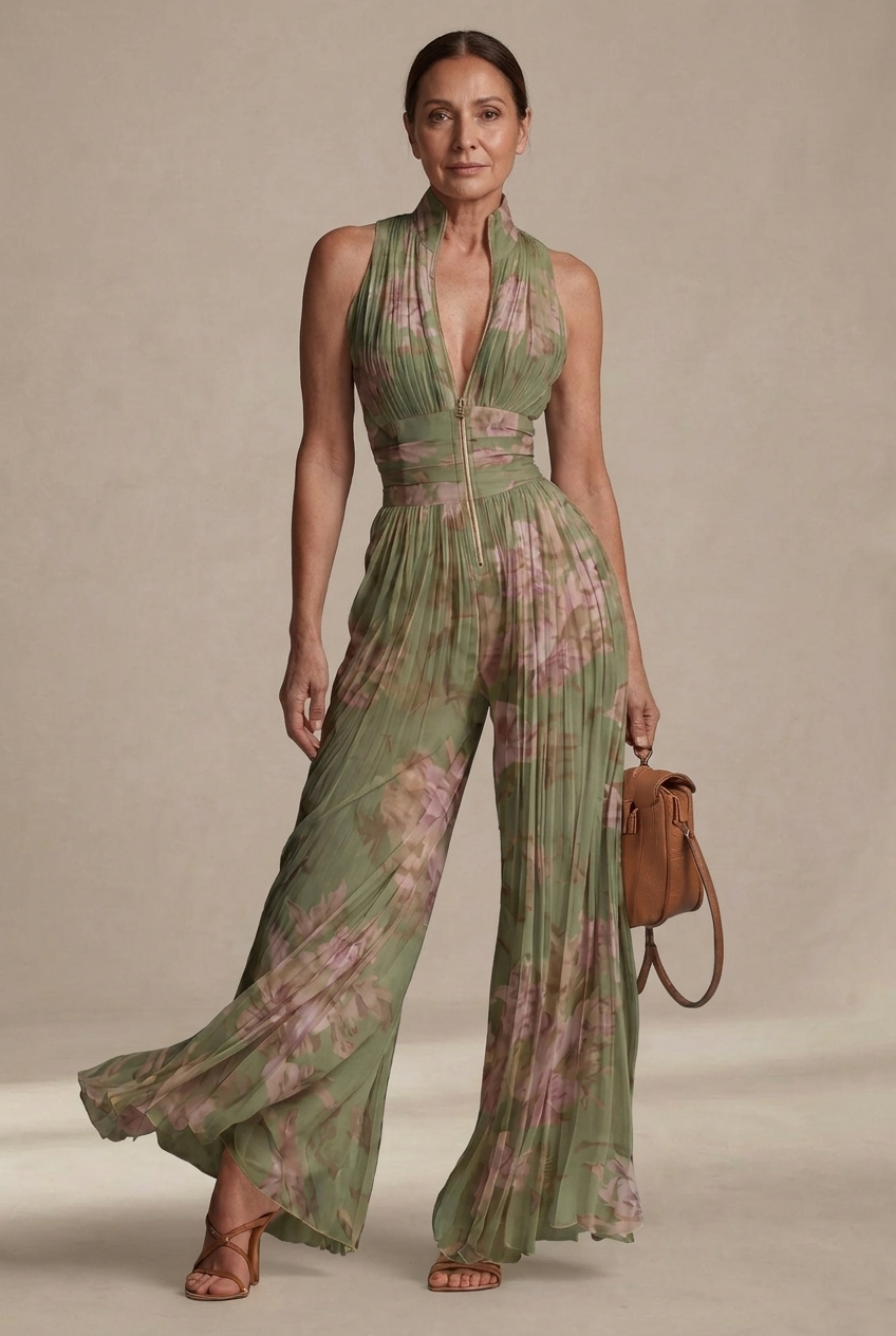 Rosie | Pleated Chiffon Jumpsuit