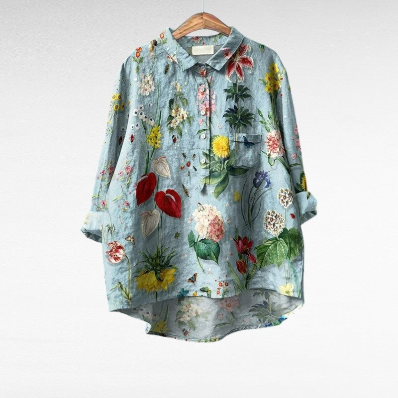 Rosamund | Botanical Button-Front Blouse